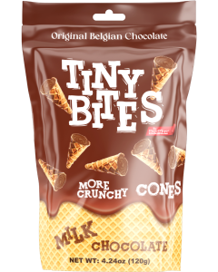 Tiny Bites Waffle Mini Cones with Original Belgian Milk Chocolate 120g X 12 Packs